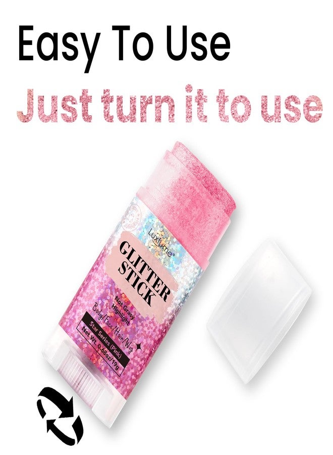 Luxfume Hair Glitter, Pink Glitter Stick for Hair and Body, Hair & Body Sparkle On-The-Go | Singer Concert Music Rave Festival-Ready Shimmer - Image 4